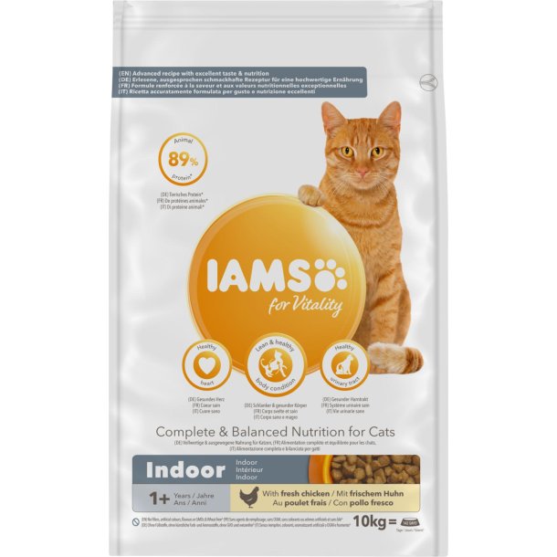 IAMS CAT Vitality Adult Indoor  10 kg KUN AFHENTNING