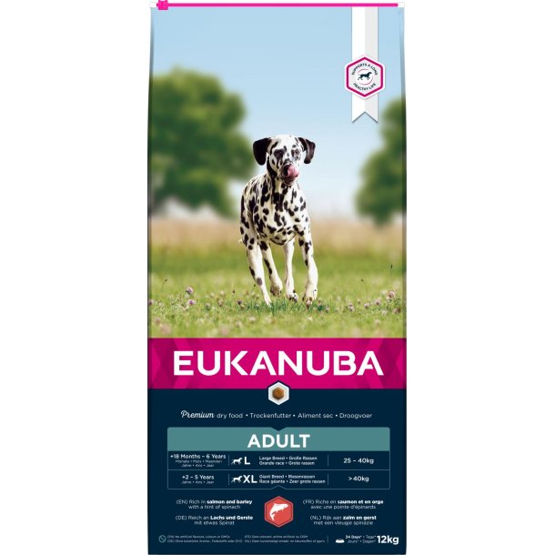 EUKANUBA Adult Large Breed laks &amp; byg 12 kg Bestillingsvarer Kun afhentning
