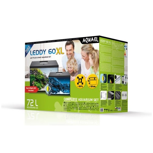 Aquael Leddy 60 XL 72L Sort 10W 72L 60X30X40cm (2483) Kun afhentning