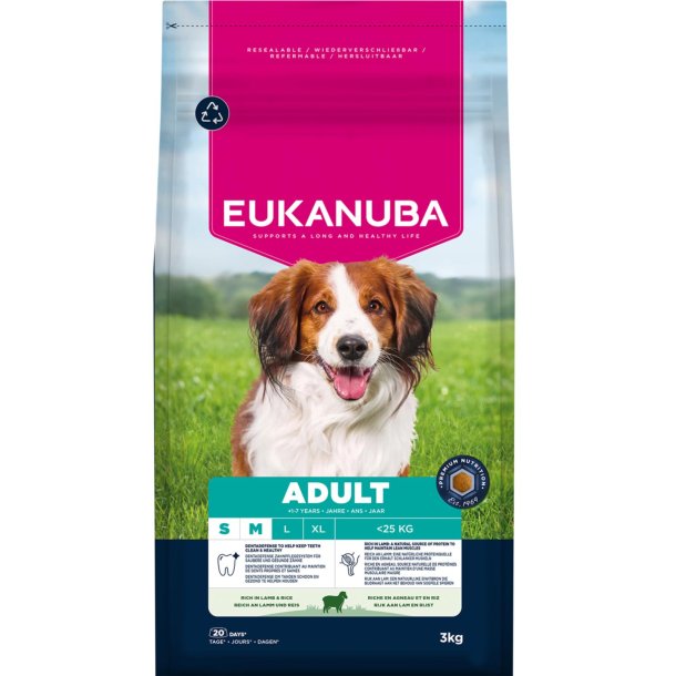 EUKANUBA Adult Small/Medium Breed Lam &amp; Ris  3 kg 