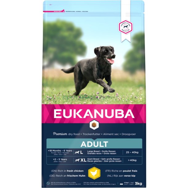 EUKANUBA Adult Large Breed kylling  3 kg Kun Afhentning