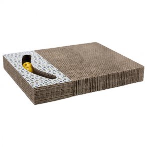 Scratching cardboard with toys, 38  30 cm, white