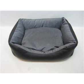 Hundeseng NEW JERSEY 55cm sort kunstlder og grt stof vaskbar.