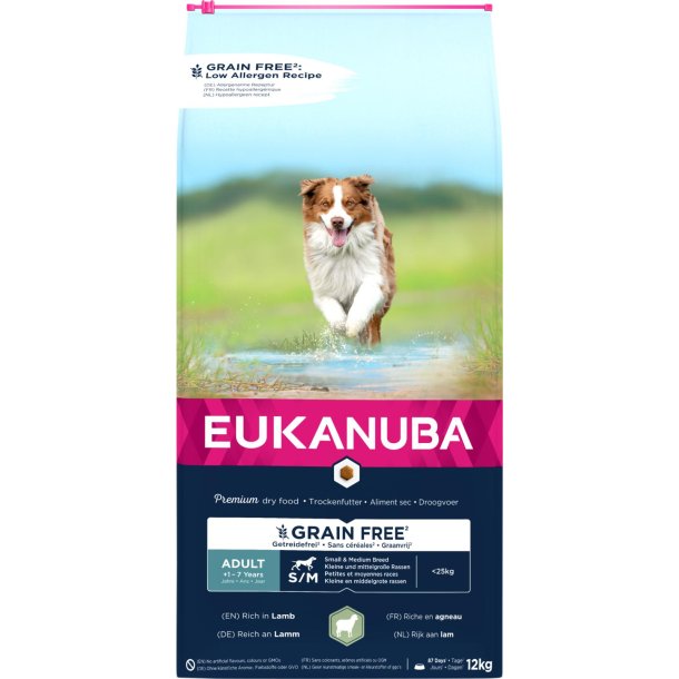 EUKANUBA Adult Small/Medium Grainfree lam 12 kg kun afhentning
