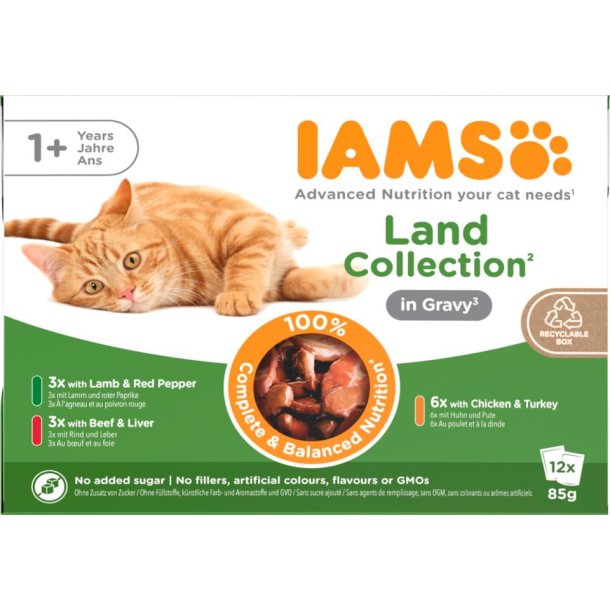IAMS Adult Land collection med sovs 3 varianter 12 breve i alt