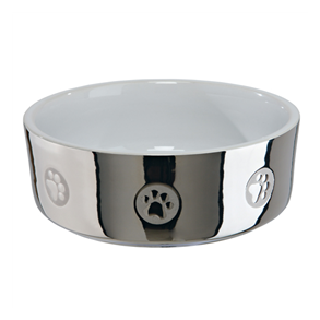 Keramik skl m/ motiv, 0.8 l/ 15 cm, slv/hvid