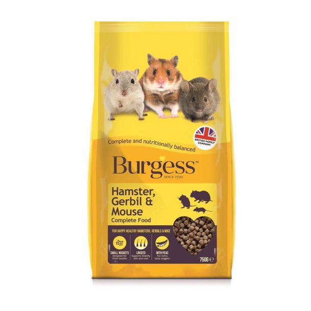 Burgess hamster, Gerbil &amp; Mus 750 g.