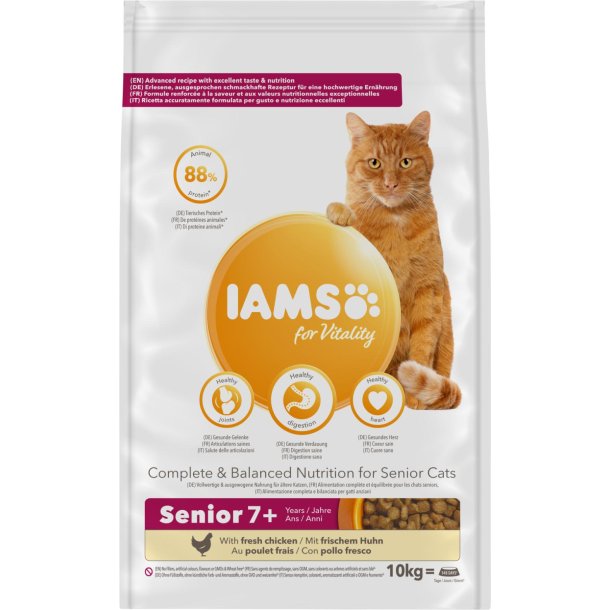 IAMS CAT Vitality Mature &amp; Senior kylling 10 kg Kun afhentning