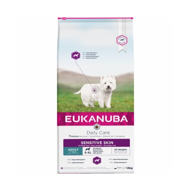 Eukanuba DailyCare Sensitive Skin 12 kg Kun afhentning Bestillingsvarer 2 til 5 dage