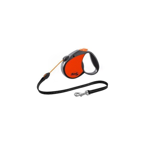 Flexi Neon reflect snor S: 5m  orange max 12 kg.