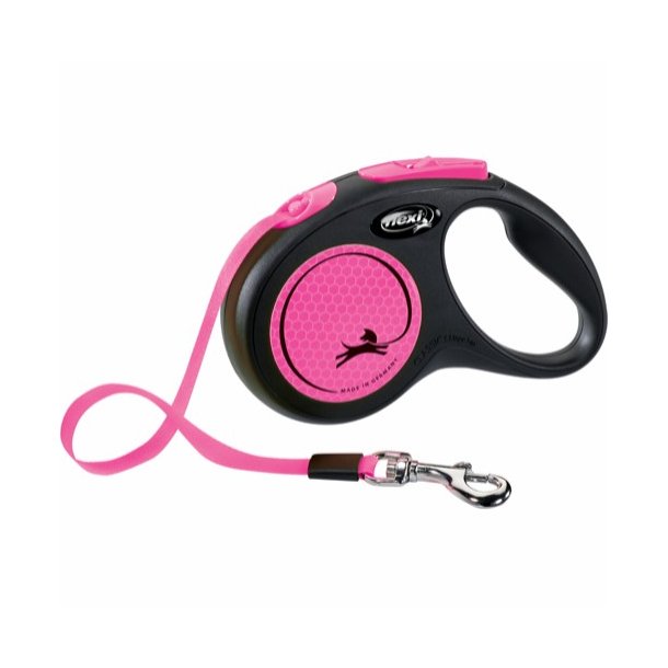 Flexi New neon bnd S, 5M, 15KG, black/neon Pink (H7831P)