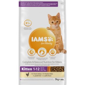 Iams Vitality Kitten & Junior Kylling 3KG