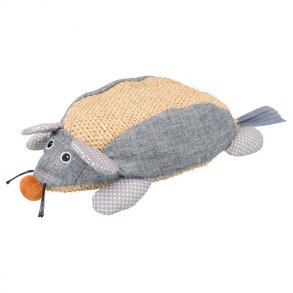 Sisal mouse, fabric, 30 cm, natural/grey