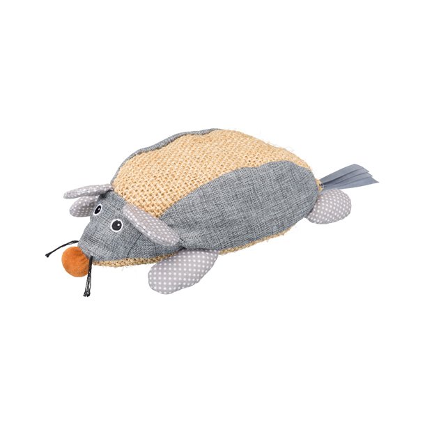 Sisal mouse, fabric, 30 cm, natural/grey