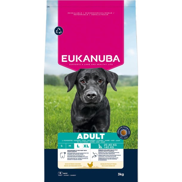 EUKANUBA Adult Large Breed kylling  3 kg Kun Afhentning