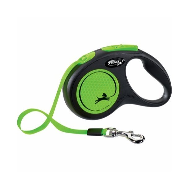 Flexi New neon bnd S, 5M, 15KG, black/neon grn