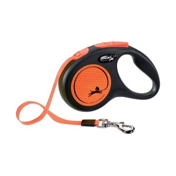 Flexi New neon bnd S, 5M, 15KG, black/neon orange