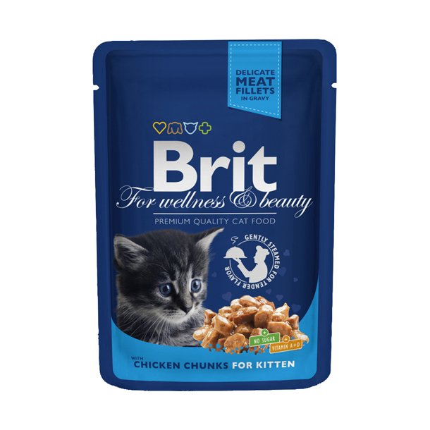 Brit Premium Cat Pouches Chicken Chunks for Kitten 100g