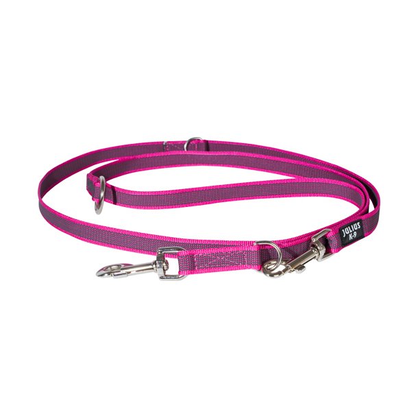 K9 C&G - Super-grip dressurline, pink/gr 20mm/2,2m