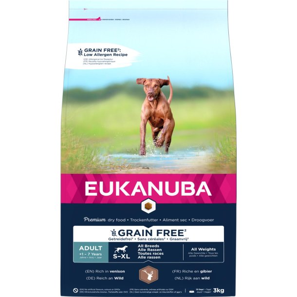 EUKANUBA Adult All Breed Grainfree hjortekd 3 kg