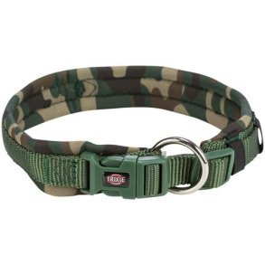 Premium halsbnd med nepren polstring M-L: 42-48 cm/20 mm Grn camo