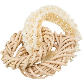 Loofah ring w/rattan and corn leaf ring   13 cm